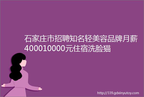 石家庄市招聘知名轻美容品牌月薪400010000元住宿洗脸猫石家庄西美花街店招聘