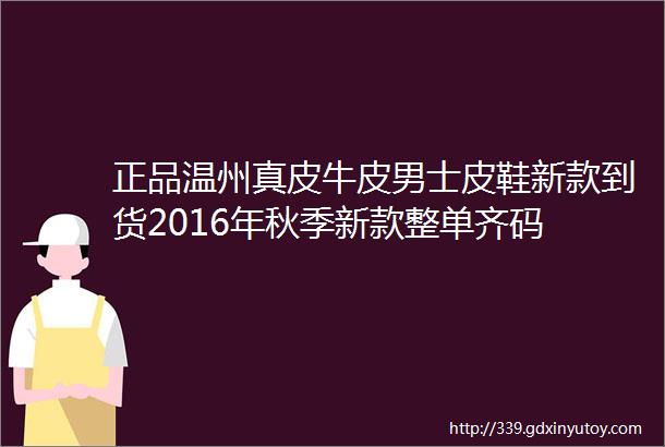 正品温州真皮牛皮男士皮鞋新款到货2016年秋季新款整单齐码