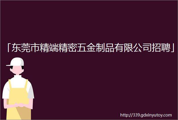 「东莞市精端精密五金制品有限公司招聘」