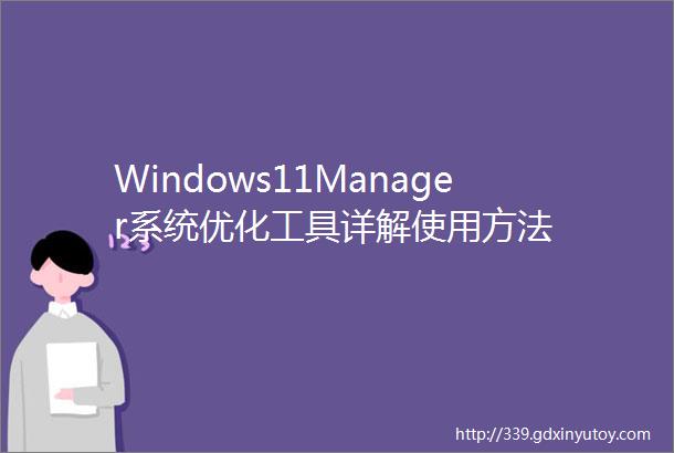 Windows11Manager系统优化工具详解使用方法